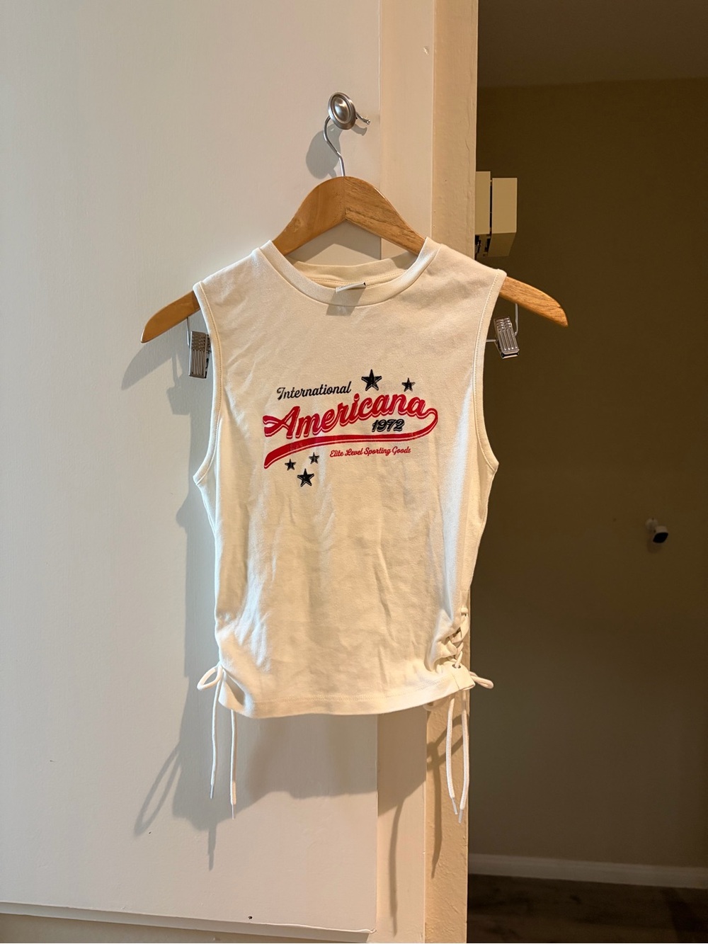 Urban Outfitters cute cotton White Graphic Tee with lace-up side